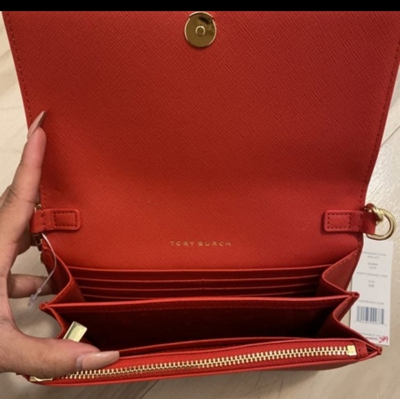 NWT Tory Burch Emerson Chain Wallet Bright Samba - Picture 6 of 7